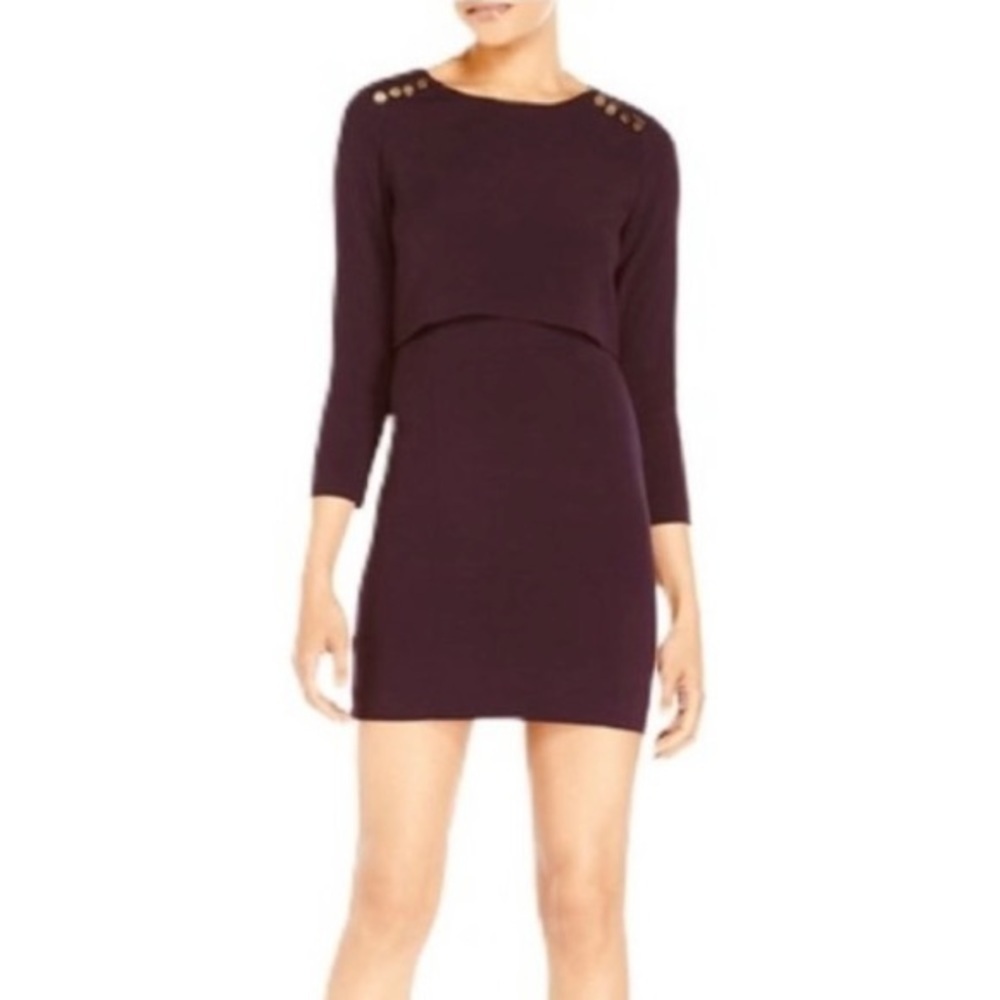 THE Kooples Crepe Viscose Shift Dress in Wine Color Size L